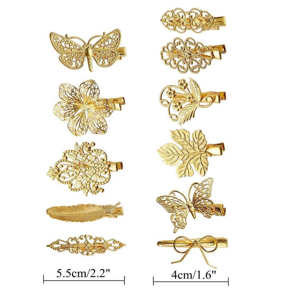 Gold Metal Alligator Hair Clips 30 Pcs Decorative Barrettes for Women Girls - Picture 5 of 6